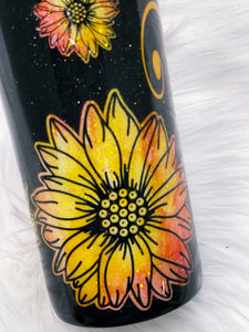 Sunshine Vibes Custom Glitter Sunflower Stainless Steel Tumbler Cup