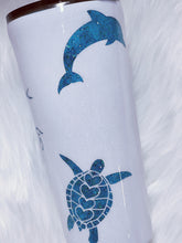 Load image into Gallery viewer, Sea Turtles and Dolphin Custom Glitter Stainless Steel Tumbler Cup