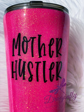 Load image into Gallery viewer, Hot Pink Leopard Print Mom Life Skull with Hair Tie and Sunglasses Custom Glitter Tumbler