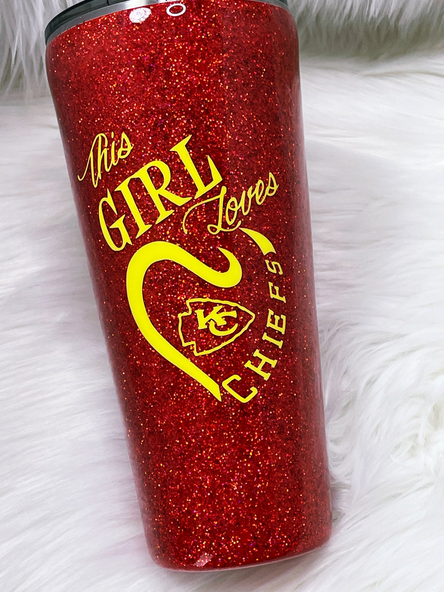 KC Chiefs Leopard Print Custom Glitter Stainless Steel Tumbler -   Israel