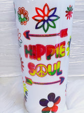 Load image into Gallery viewer, Hippie Soul Neon Color Flowers Custom Glitter Stainless Steel Tumbler