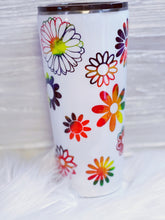 Load image into Gallery viewer, Hippie Soul Neon Color Flowers Custom Glitter Stainless Steel Tumbler