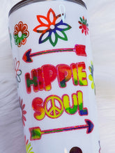Load image into Gallery viewer, Hippie Soul Neon Color Flowers Custom Glitter Stainless Steel Tumbler
