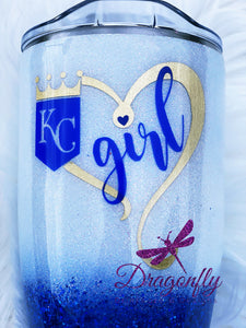Kansas City Royals Glitter Tumbler Cup KC