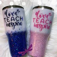 Love Teach Inspire Custom Glitter Stainless Steel Tumbler