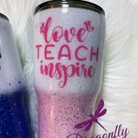 Load image into Gallery viewer, Love Teach Inspire Custom Glitter Stainless Steel Tumbler
