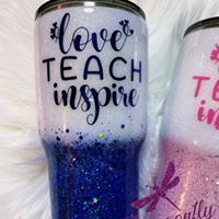 Load image into Gallery viewer, Love Teach Inspire Custom Glitter Stainless Steel Tumbler