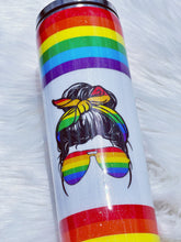 Load image into Gallery viewer, Gay Pride Rainbow Hair Tie Sunglasses CustomGlitter Stainless Steel Tumbler LGBTQ