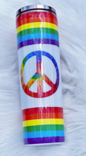 Load image into Gallery viewer, Love is Love Peace LGBTQ Gay Pride Rainbow Custom Glitter Stainless Steel Tumbler