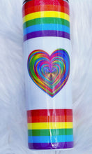 Load image into Gallery viewer, Peace Love Pride Rainbow Heart Flag LGBTQ Gay Pride Stainless Steel Tumbler Cup