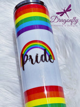 Load image into Gallery viewer, Love is Love Gay Pride Flag Rainbow Custom Glitter Stainless Steel Tumbler Cup LGBTQ