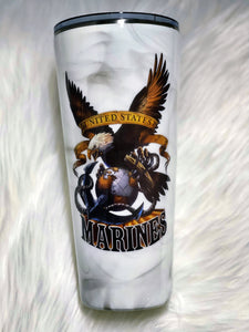 United States Marines Custom Tumbler Cup with Smokey Background