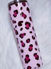 Load image into Gallery viewer, Perfectly Imperfect Pink Leopard Print Custom Glitter Stainless Steel Tumbler Cup