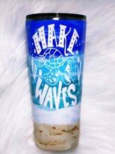 Load image into Gallery viewer, Hand Painted Beach Make Waves Sea Turtle Custom Glitter Tumbler
