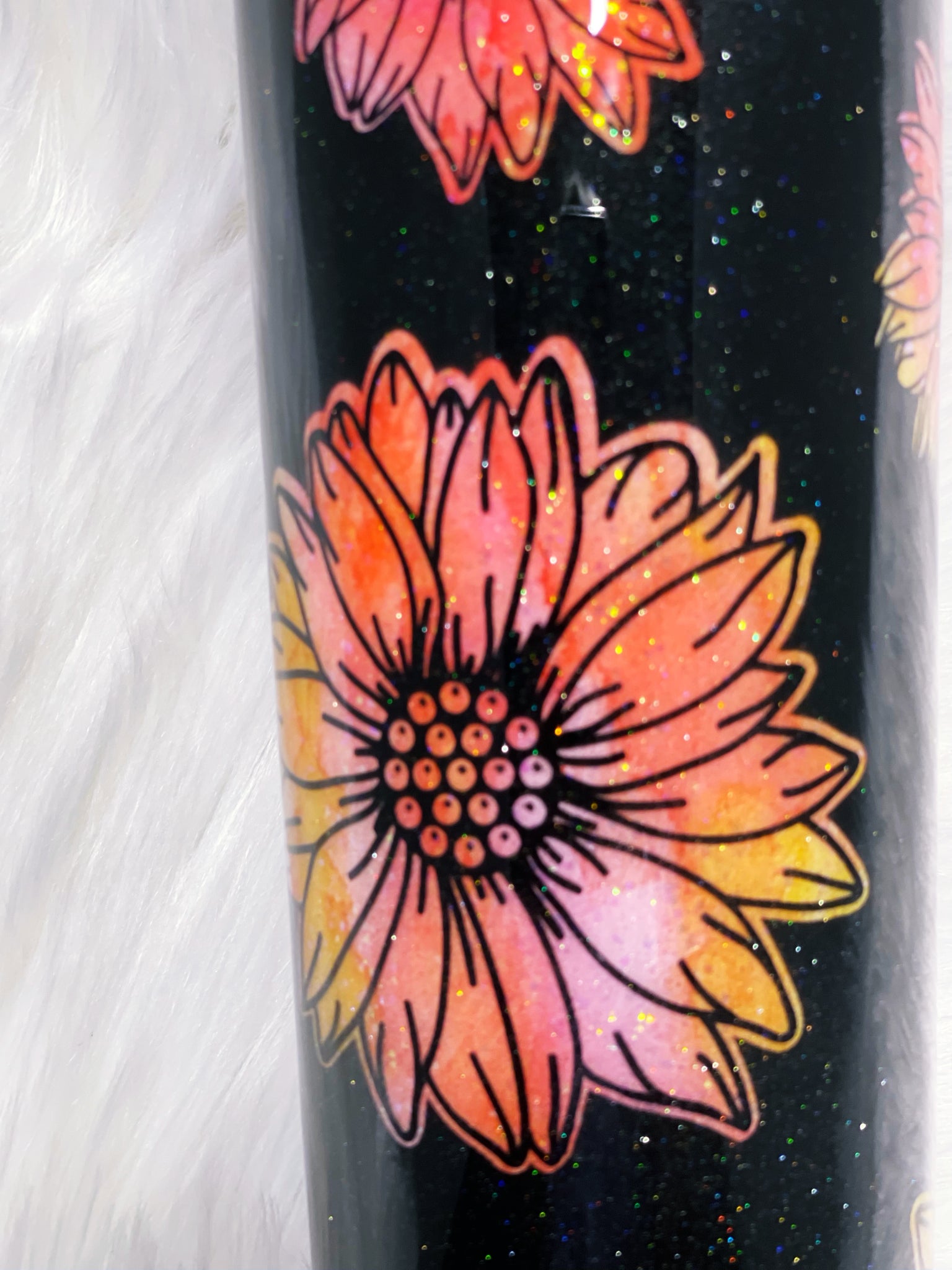 Hippie Soul Neon Color Flowers Custom Glitter Stainless Steel
