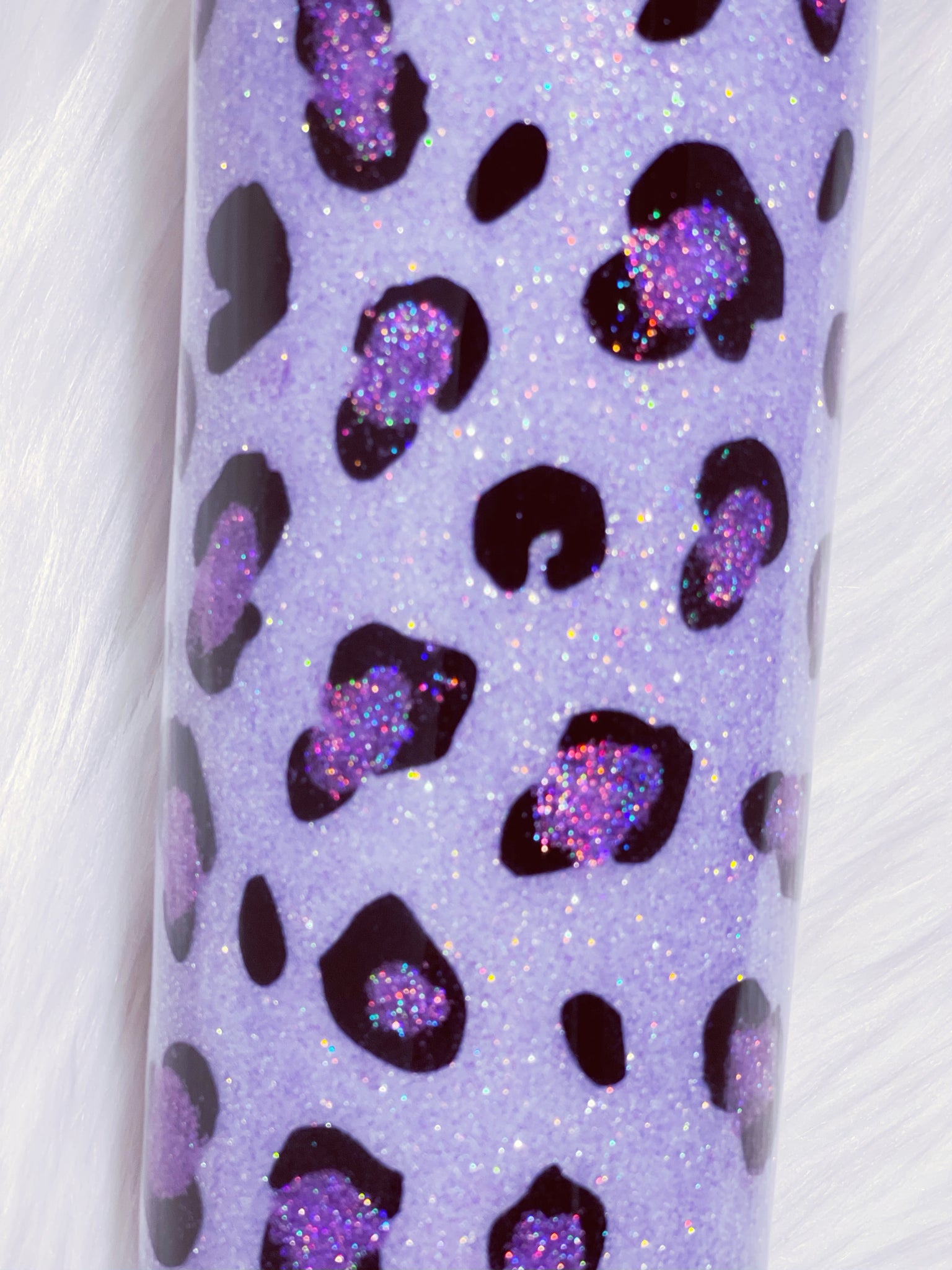 Customized Glitter Leopard Print Stanley Tumbler Purple Glitter