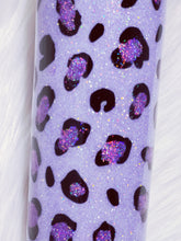 Load image into Gallery viewer, Purple Leopard Print Behind Every Bad Bitch Is A Car Seat Custom Glitter Tumbler Cup
