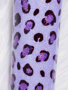 Purple Leopard Print Behind Every Bad Bitch Is A Car Seat Custom Glitter Tumbler Cup