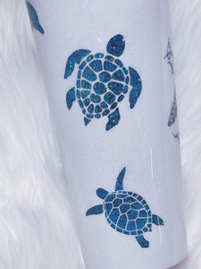 Sea Turtles and Dolphin Custom Glitter Stainless Steel Tumbler Cup