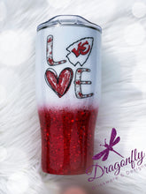 Load image into Gallery viewer, LOVE KC Kansas City Chiefs Custom Glitter Tumbler Cup