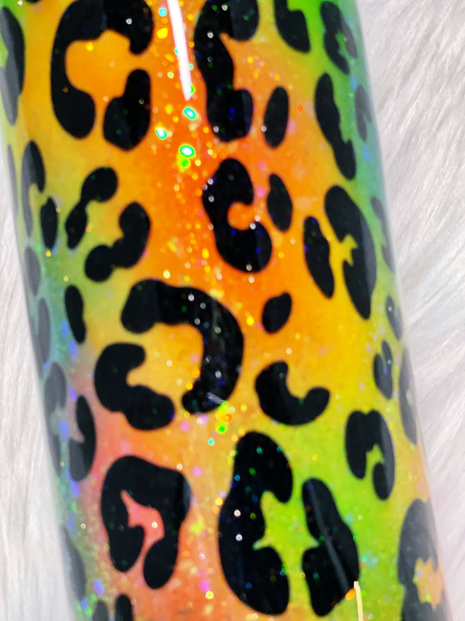 Neon glitter swirl leopard print stainless steel tumbler bong