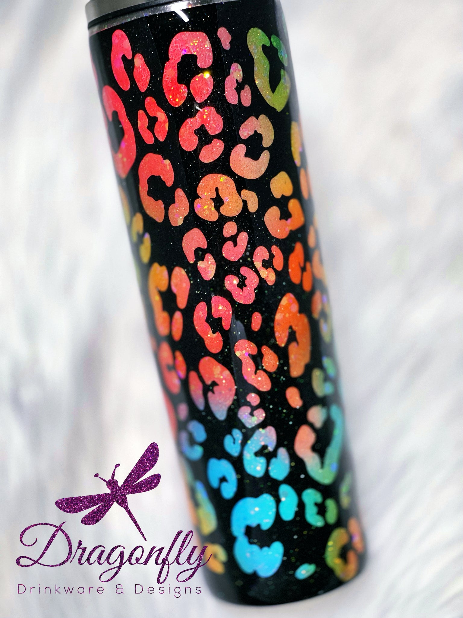 Glitter Rainbow Leopard Tumbler & Pen Set | Custom Tumber | Personalized  Tumbler