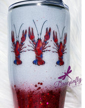 Load image into Gallery viewer, Feed Mt Crawfish and Tell Me I&#39;m Pretty Custom Glitter Tumbler Cup