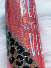 Load image into Gallery viewer, BEACH Don&#39;t Kill My Vibe Leopard Print Custom Glitter Stainless Steel Tumbler