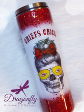 Load image into Gallery viewer, 30oz KC Kansas City Chiefs Chick Skull Glitter Stainless Steel Tumbler Cup