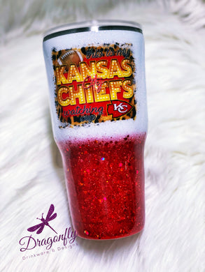 Kansas City Chiefs Watching Cup Custom Glitter Stainless Steel Tumbler Cup