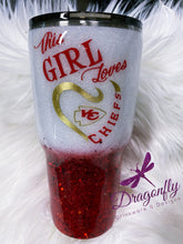 Load image into Gallery viewer, This Girl Loves KC Chiefs Custom Glitter Stainless Steel Tumbler Kansas City