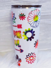 Load image into Gallery viewer, Hippie Soul Neon Color Flowers Custom Glitter Stainless Steel Tumbler