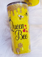 Load image into Gallery viewer, Queen Bee Custom Glitter Tumbler with 3D Crystal Bee, Glitter Honey Drips and Honeycombs
