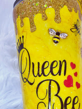 Load image into Gallery viewer, Queen Bee Custom Glitter Tumbler with 3D Crystal Bee, Glitter Honey Drips and Honeycombs