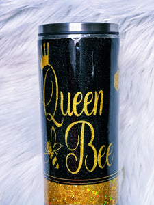 Queen Bee Honeycomb Custom Glitter 3 Section Peek A Boo Marble Stainless Steel Tumbler Cup