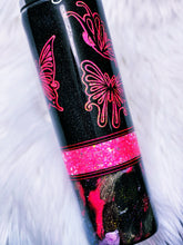 Load image into Gallery viewer, Butterfly Custom Glitter 3 Section Peek A Boo Marble Stainless Steel Tumbler Cup