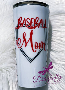 Baseball Mom Custom Glitter Stainless Steel Tumbler Cup