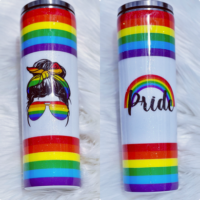 Gay Pride Rainbow Hair Tie Sunglasses CustomGlitter Stainless Steel Tumbler LGBTQ