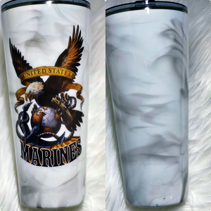 United States Marines Custom Tumbler Cup with Smokey Background