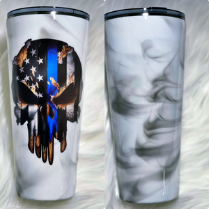 Punisher Skull With American Flag Emblem – Brushed Stainless Steel – 4.5" X 6"