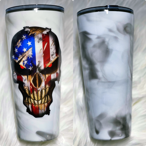 The Punisher American Flag Skull with Smokey Background Custom Tumbler Cup